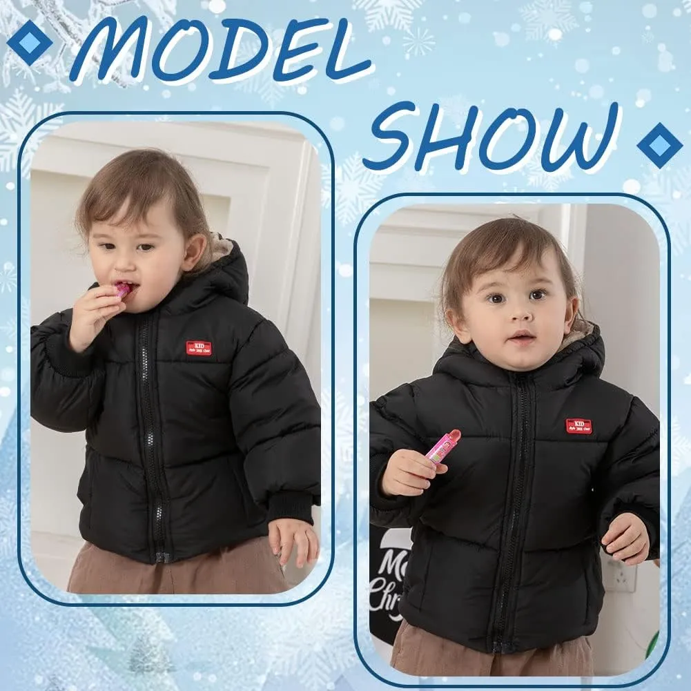 XIFAMNIY Baby Kids Winter Coat Puffer Down Jacket Windproof Light Winter Jacket Hooded Outwear 2-6T