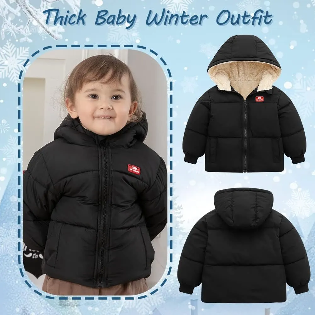 XIFAMNIY Baby Kids Winter Coat Puffer Down Jacket Windproof Light Winter Jacket Hooded Outwear 2-6T
