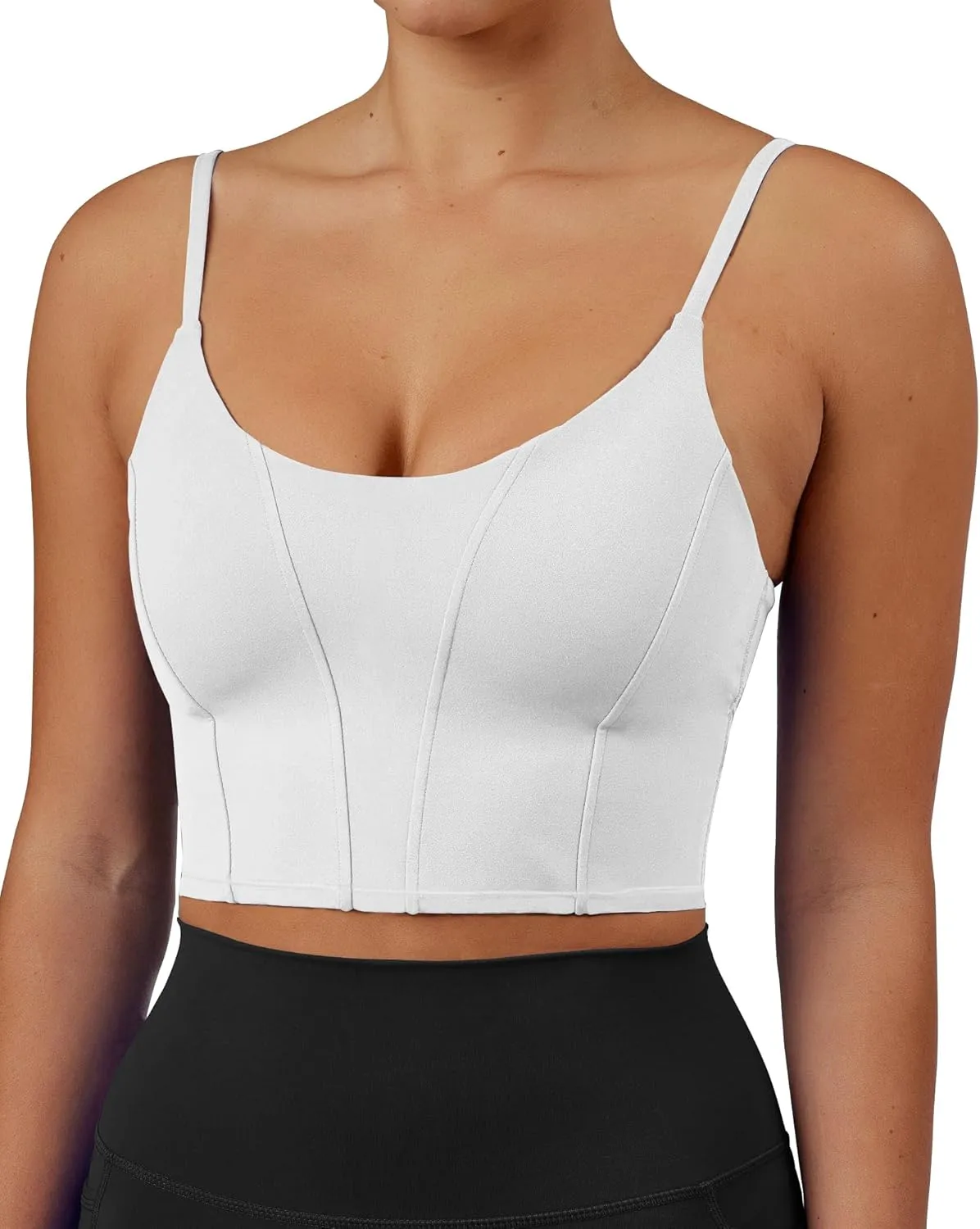 XUNYU Longline Sports Bras for Women Padded Yoga Tank Top Supportive Workout Crop Tops Built in Bras Adjustable Straps