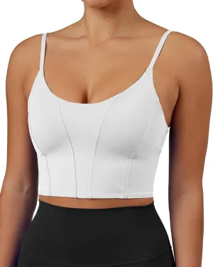 XUNYU Longline Sports Bras for Women Padded Yoga Tank Top Supportive Workout Crop Tops Built in Bras Adjustable Straps