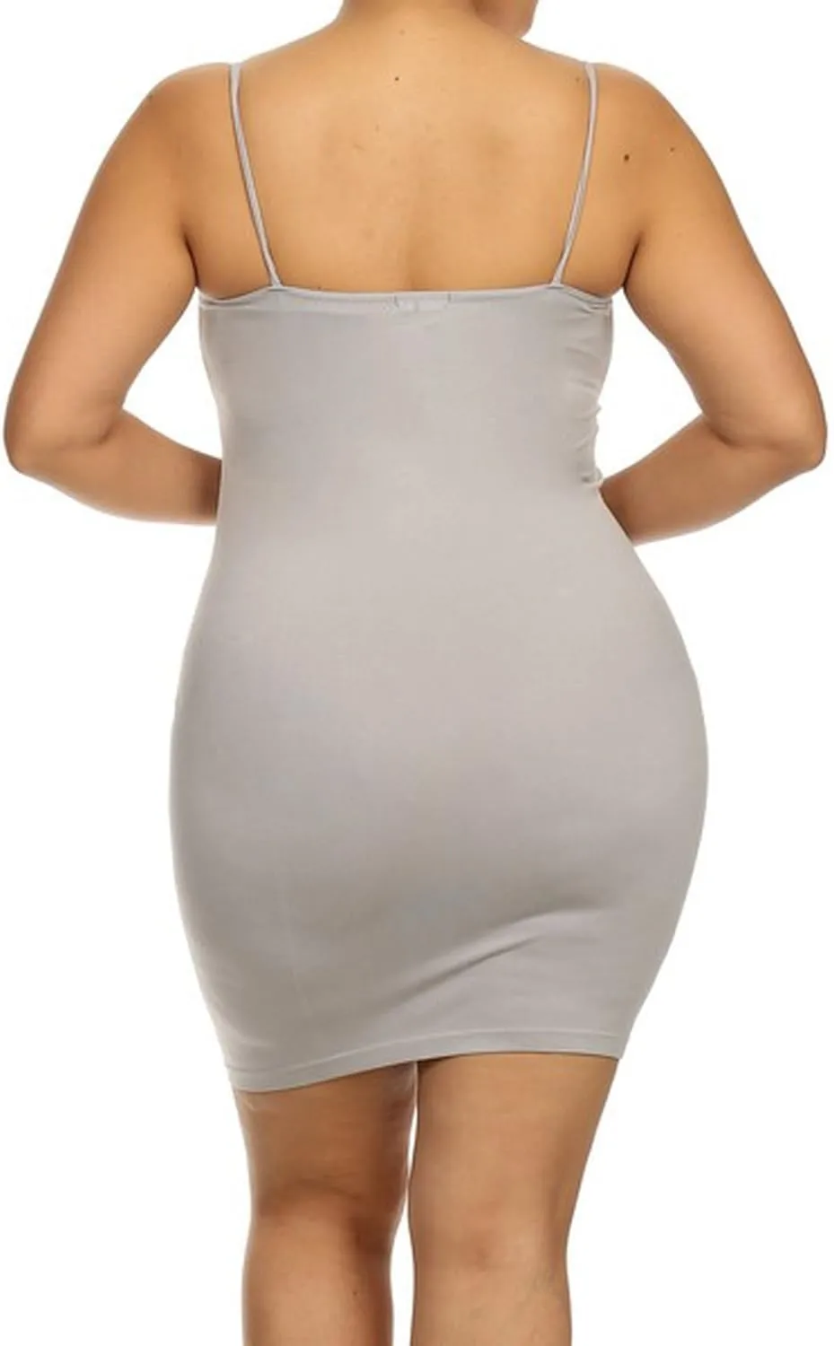 Yelete Women's Plus Size Nylon Seamless Long Cami Slip Dress