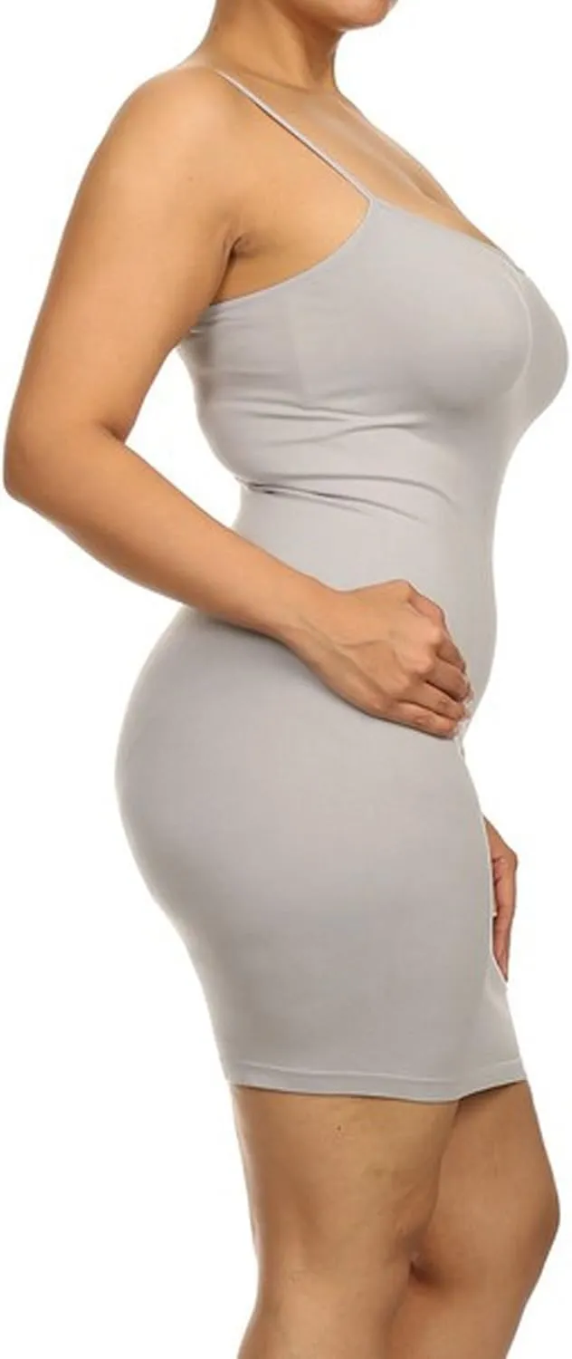 Yelete Women's Plus Size Nylon Seamless Long Cami Slip Dress