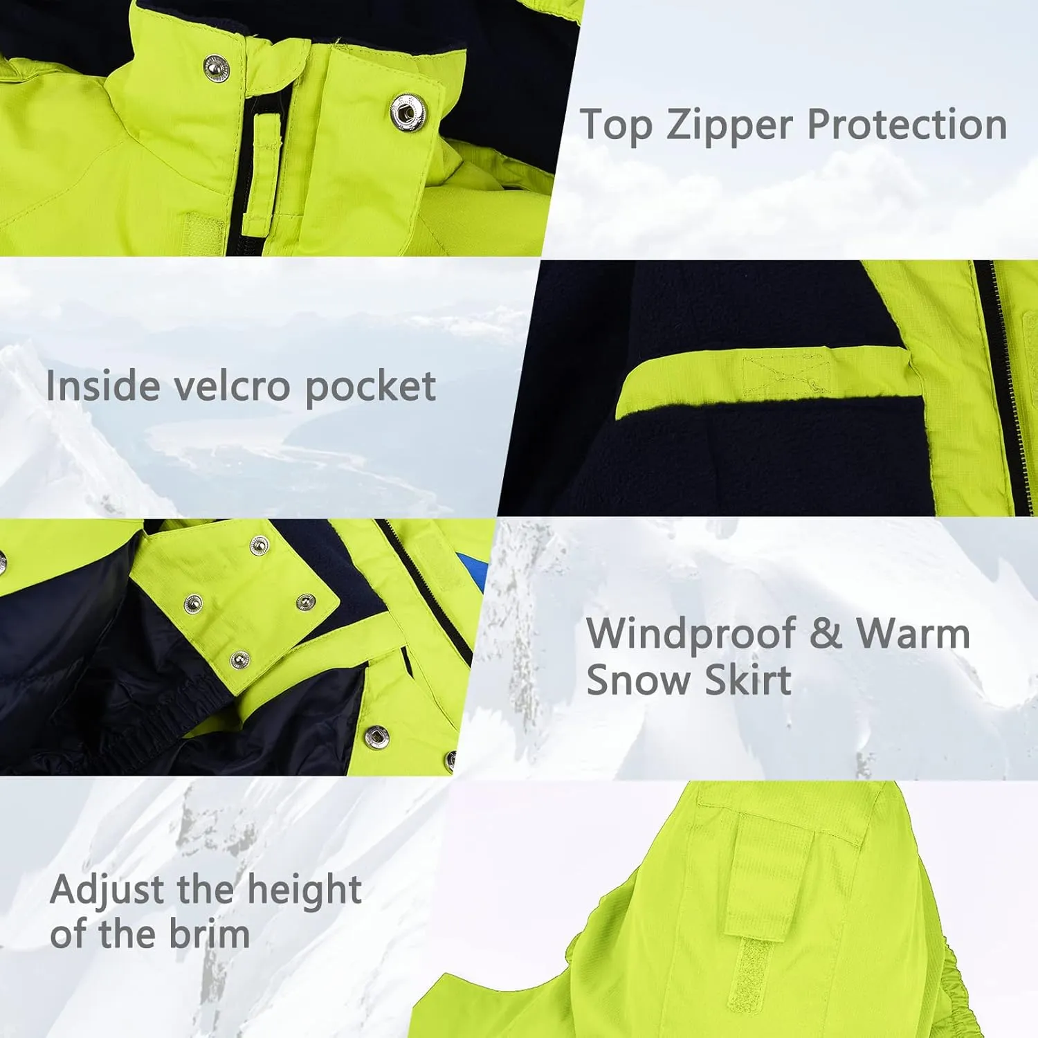 YINGJIELIDE Boy's Waterproof Ski Jacket,Kids Outdoor Snowboarding windproof Jacket,Fleece Lined Hooded,Warm Winter Snow Coat