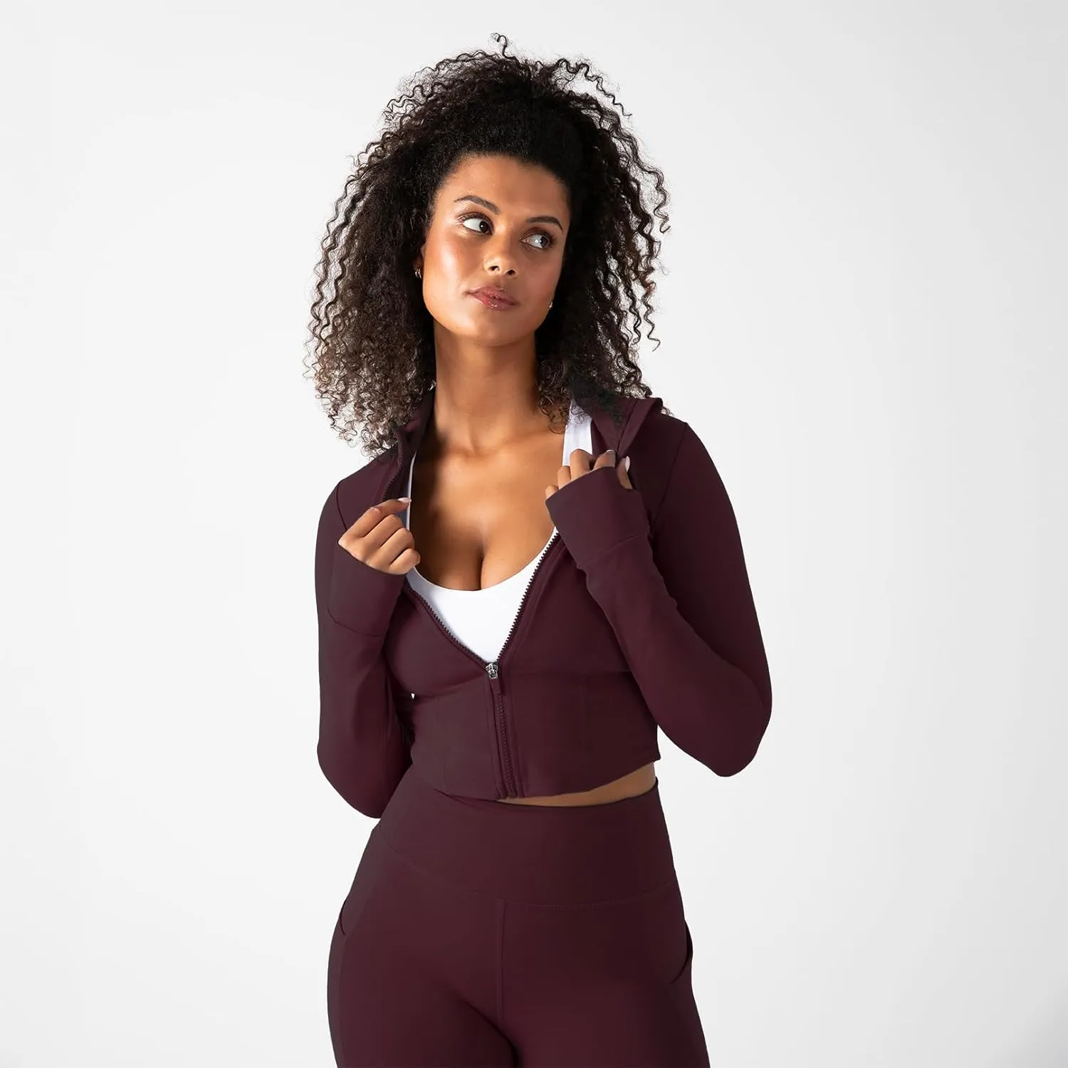 YITTY Active Women's UltraLuxe Cropped Full Zip Jacket, Athleisure, 4-Way-Stretch, Thumbholes