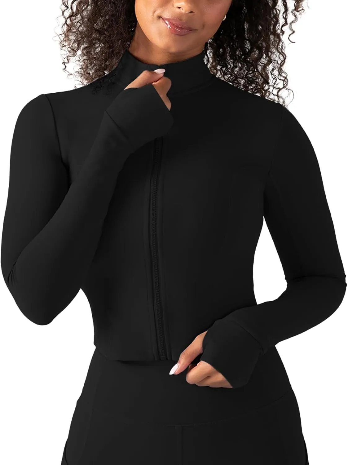 YITTY Active Women's UltraLuxe Cropped Full Zip Jacket, Athleisure, 4-Way-Stretch, Thumbholes