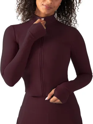 YITTY Active Women's UltraLuxe Cropped Full Zip Jacket, Athleisure, 4-Way-Stretch, Thumbholes