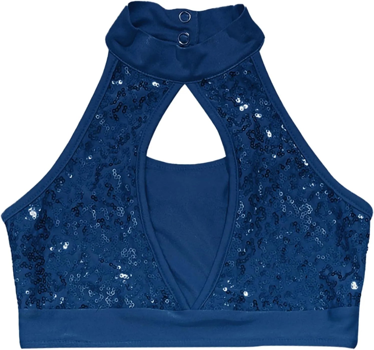 YiZYiF Girls Sequins Dance Crop Tops Cheer Jazz Performance Vest Shirt Sleeveless Camisole Tank Tops Costume