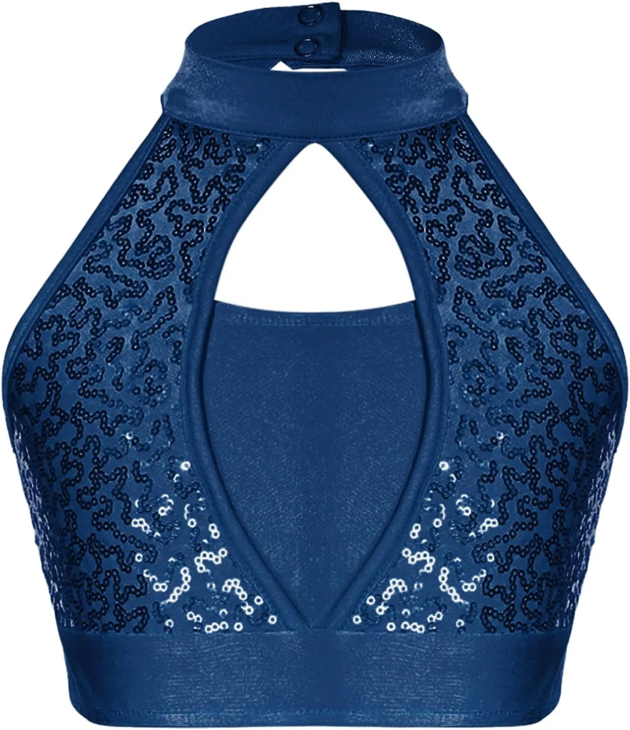 YiZYiF Girls Sequins Dance Crop Tops Cheer Jazz Performance Vest Shirt Sleeveless Camisole Tank Tops Costume