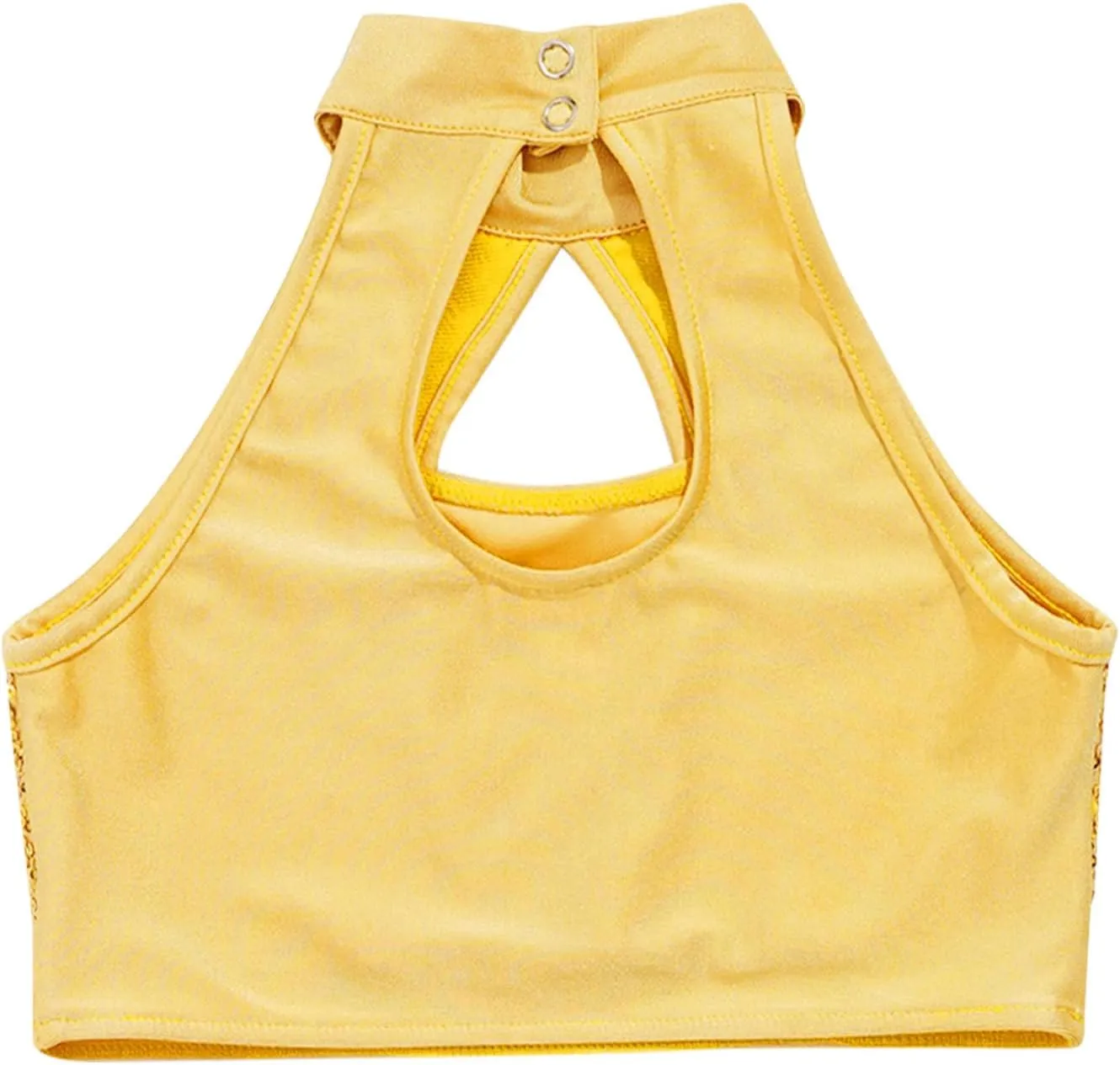 YiZYiF Girls Sequins Dance Crop Tops Cheer Jazz Performance Vest Shirt Sleeveless Camisole Tank Tops Costume