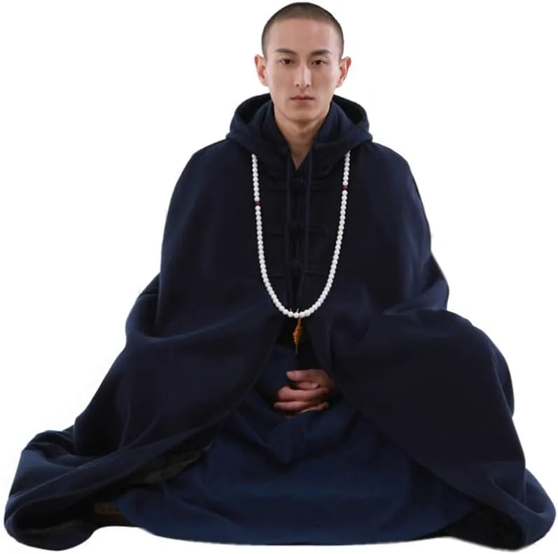 ZanYing Meditation Buddhist Thickened Hooded Cloak Monk Outfit