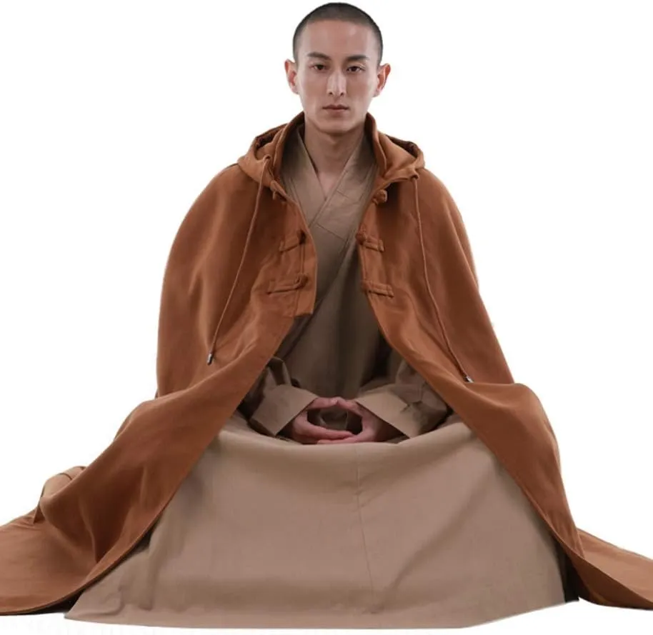 ZanYing Meditation Buddhist Thickened Hooded Cloak Monk Outfit