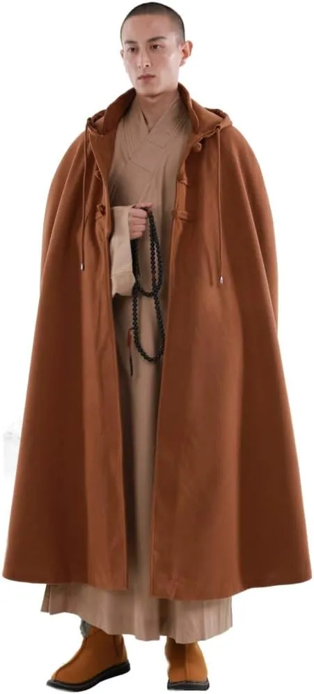 ZanYing Meditation Buddhist Thickened Hooded Cloak Monk Outfit