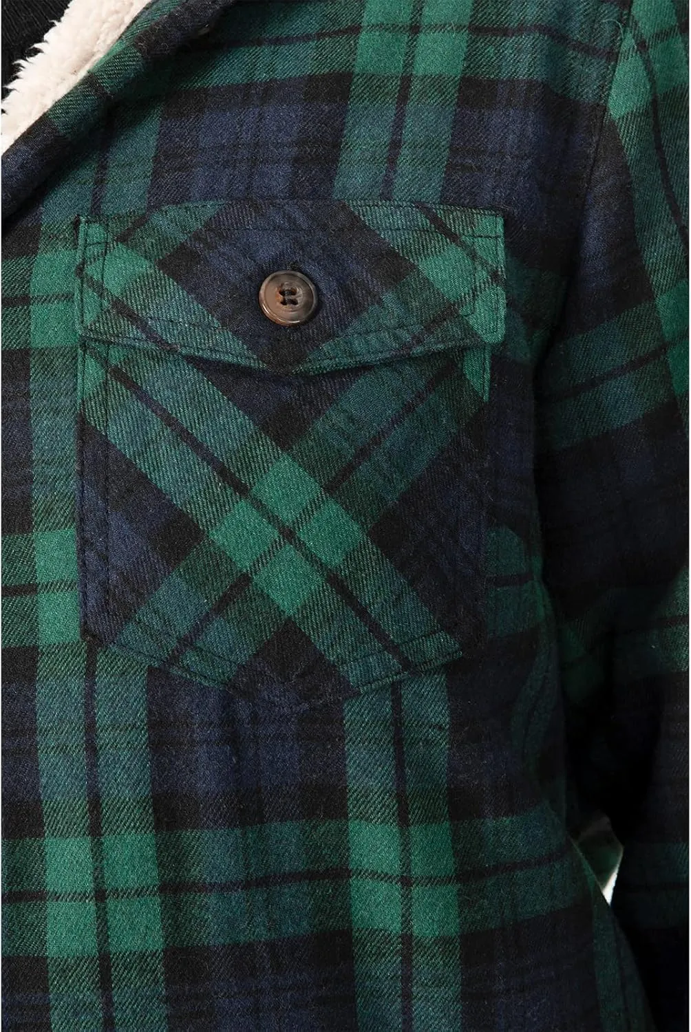 ZENTHACE Women's Sherpa Lined Plaid Flannel Jacket Button Down Hooded Flannel Shirt Jacket Warm Shacket(All Sherpa Lining)