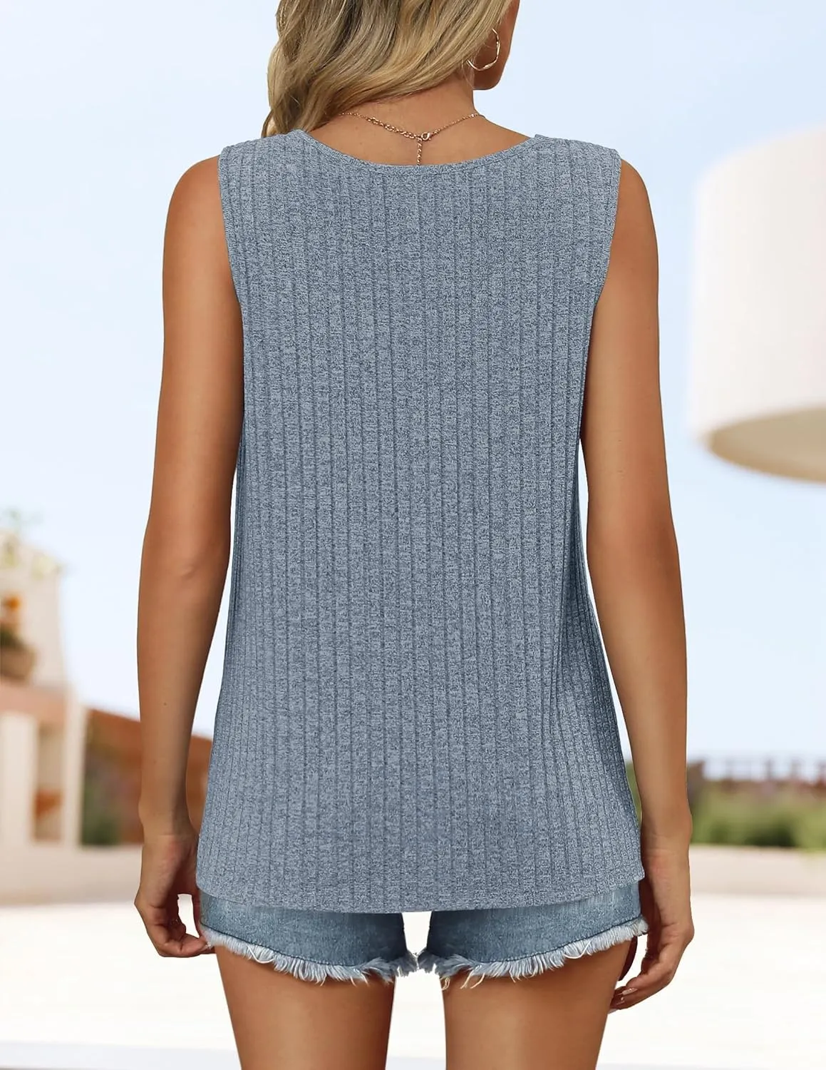 ZESICA Womens Summer Tank Top Sleeveless V Neck Lace Loose Fit Basic Tops Shirts 2025 Fashion Clothes
